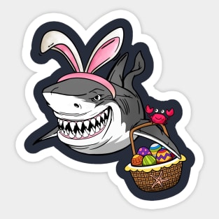 Cool Easter Shark with Easter Basket and Bunny Ears Sticker